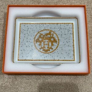 Brand New Rare Hermès Mosaique au 24 gold tray - small model